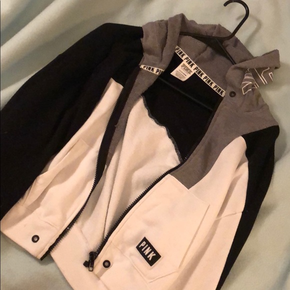 PINK crop top zip up hoodie - Picture 1 of 4